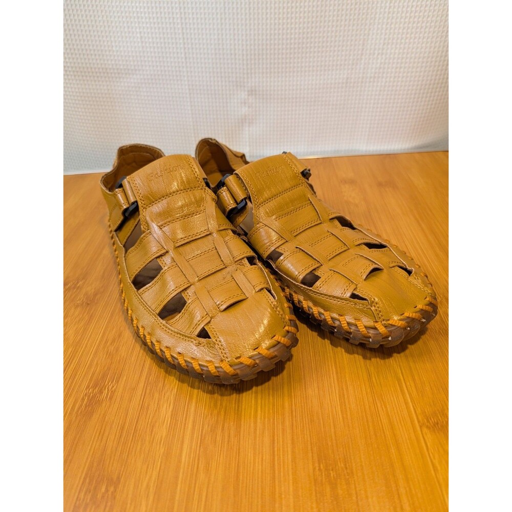 Men Sandals Leisure Beach Men Shoes Fisherman Tan Leather US 12 EU 46 (U04)